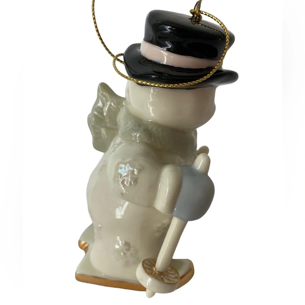 Snowman on Skis‎ Porcelain Ceramic Christmas Ornament 4.5